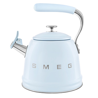 Чайник SMEG WKF01PB 2.3 л 243x205х277 мм со свистком, пастельный голубой, глянцевый
