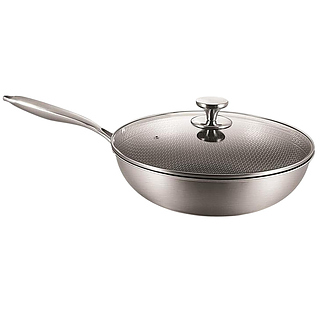Сковорода Вок P.L. Proff Cuisine New Kitchen Honeycombs 81280258 4.9 л d 30 см h 9 см нержавеющая сталь, индукция