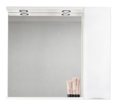 Шкаф зеркальный BelBagno MARINO-SPC-900/750-1A-BL-P-R правосторонний, с подсветкой, белый глянцевый